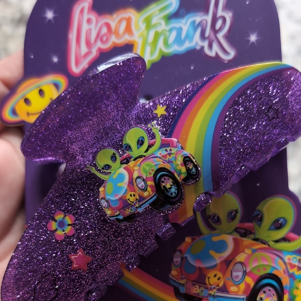 Lisa Frank Purple Glitter Claw Clip with Alien Car - Picture 2 of 3